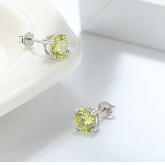 Saruda_Jewelry Jewelry - New!! 925 Sterling Silver Lucky Birthstone - Zirconia stud Earrings - August